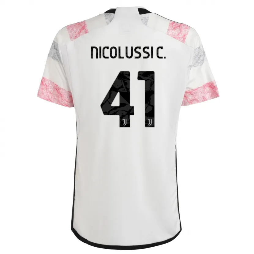 Danxen Niño Camiseta Hans Nicolussi Caviglia #41 Blanco Rosa 2ª Equipación 2023/24 La Camisa