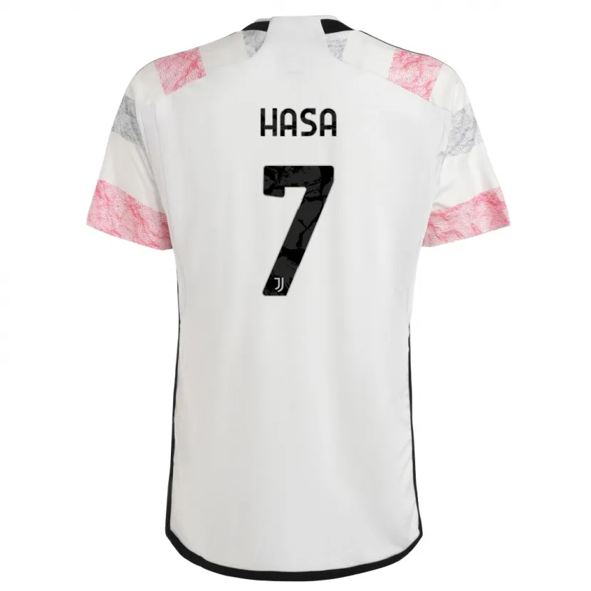 Danxen Niño Camiseta Luis Hasa #7 Blanco Rosa 2ª Equipación 2023/24 La Camisa