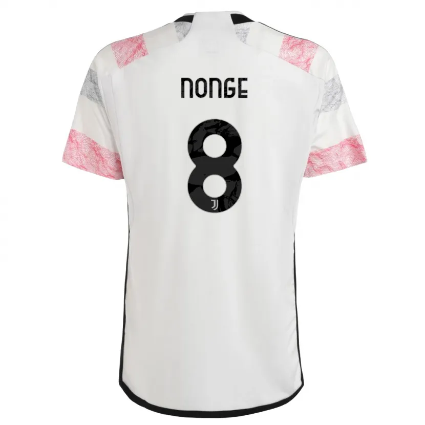 Danxen Niño Camiseta Joseph Nonge #8 Blanco Rosa 2ª Equipación 2023/24 La Camisa