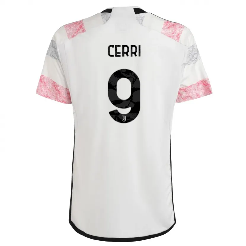 Danxen Niño Camiseta Leonardo Cerri #9 Blanco Rosa 2ª Equipación 2023/24 La Camisa