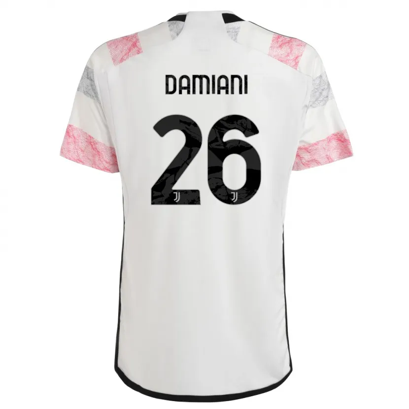 Danxen Niño Camiseta Samuele Damiani #26 Blanco Rosa 2ª Equipación 2023/24 La Camisa