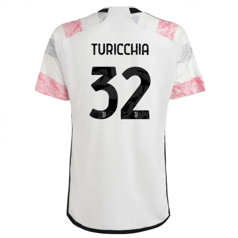 Danxen Niño Camiseta Riccardo Turicchia #32 Blanco Rosa 2ª Equipación 2023/24 La Camisa