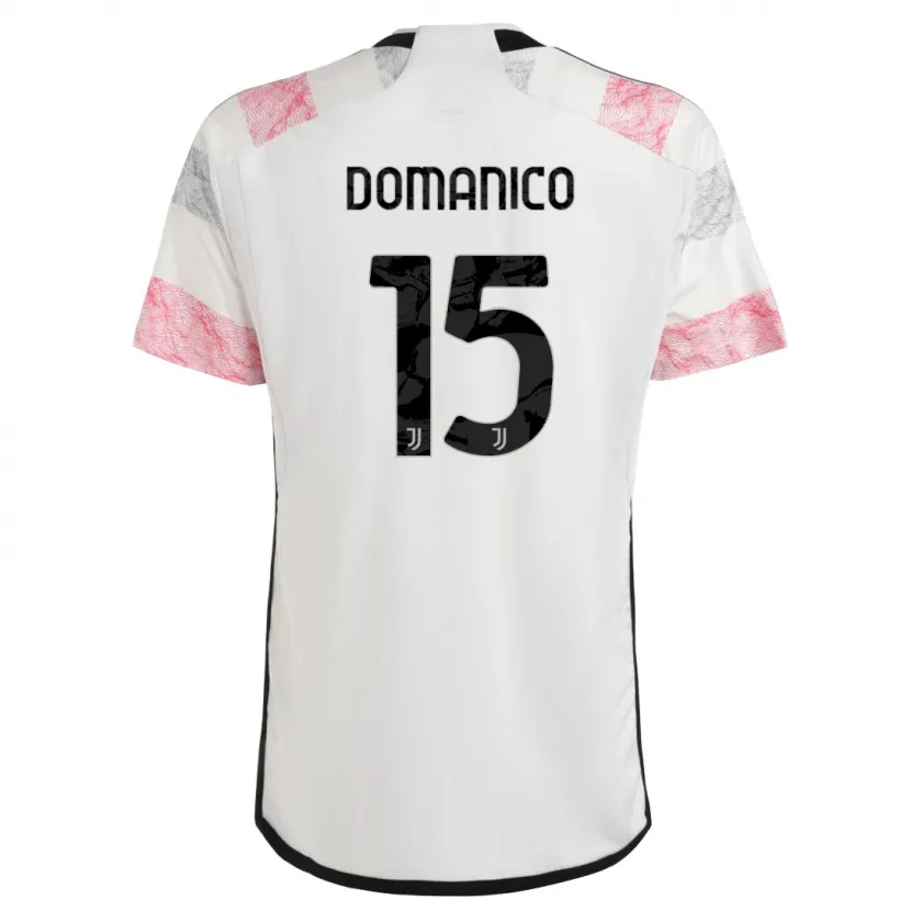 Danxen Niño Camiseta Saverio Domanico #15 Blanco Rosa 2ª Equipación 2023/24 La Camisa