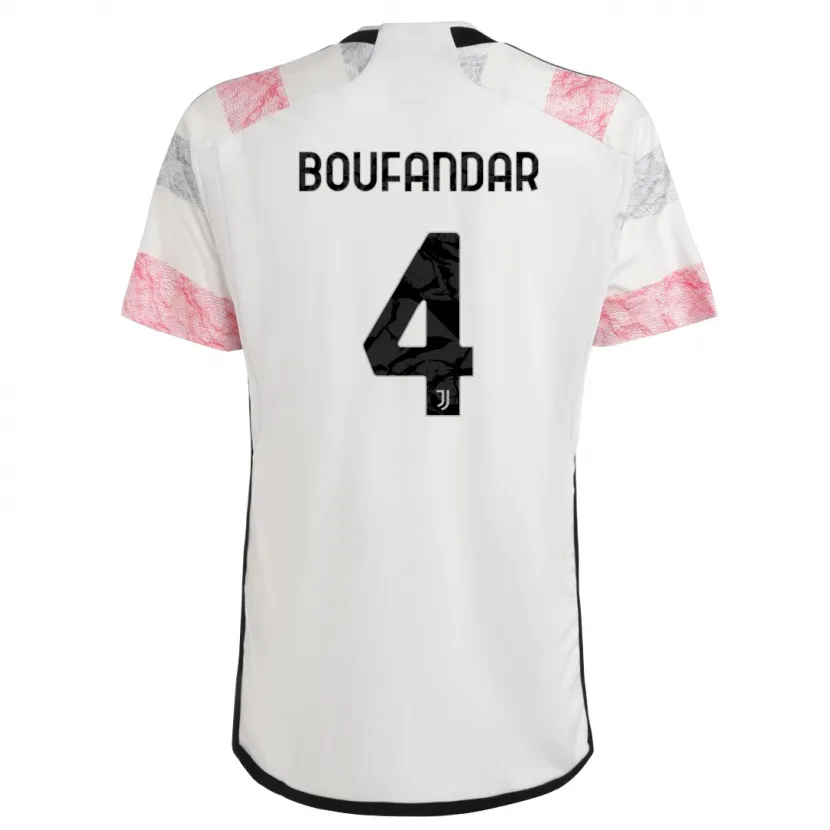 Danxen Niño Camiseta Adam Boufandar #4 Blanco Rosa 2ª Equipación 2023/24 La Camisa