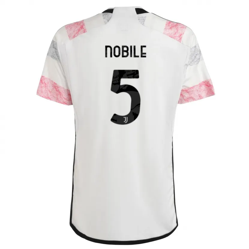 Danxen Niño Camiseta Riccardo Nobile #5 Blanco Rosa 2ª Equipación 2023/24 La Camisa