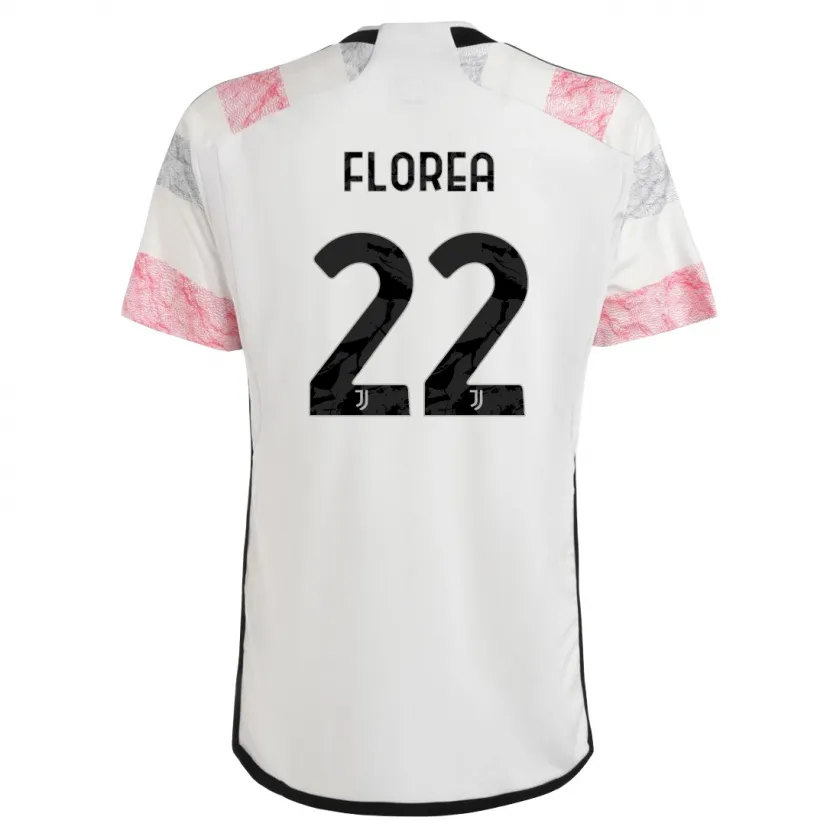 Danxen Niño Camiseta Andrei Florea #22 Blanco Rosa 2ª Equipación 2023/24 La Camisa