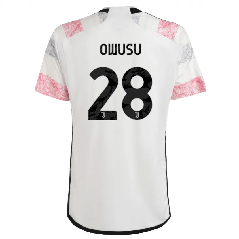 Danxen Niño Camiseta Augusto Owusu #28 Blanco Rosa 2ª Equipación 2023/24 La Camisa