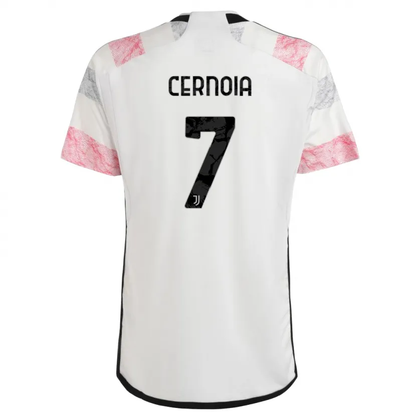 Danxen Niño Camiseta Valentina Cernoia #7 Blanco Rosa 2ª Equipación 2023/24 La Camisa