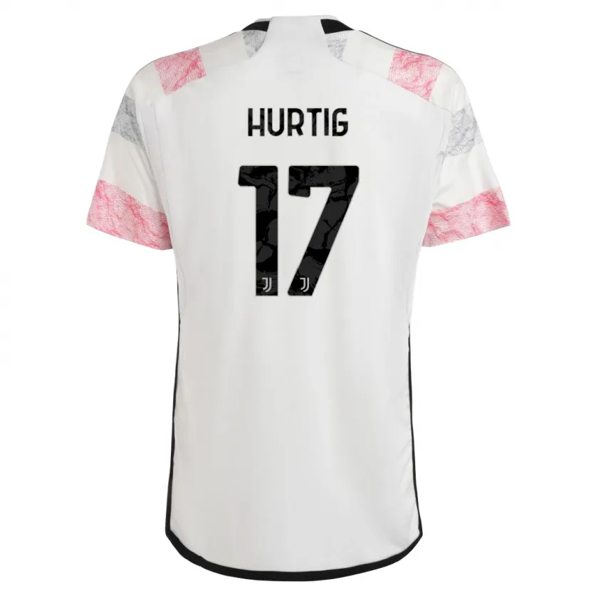 Danxen Niño Camiseta Lina Hurtig #17 Blanco Rosa 2ª Equipación 2023/24 La Camisa