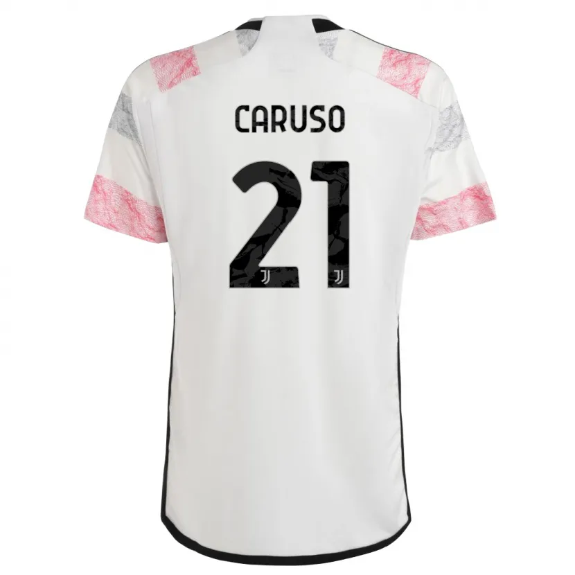 Danxen Niño Camiseta Arianna Caruso #21 Blanco Rosa 2ª Equipación 2023/24 La Camisa