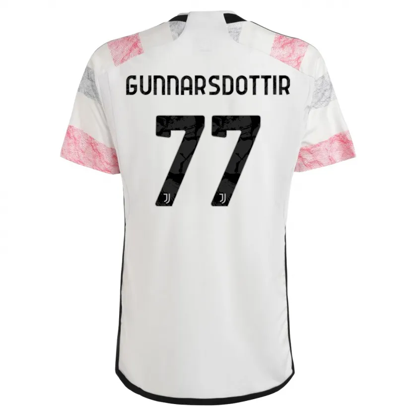 Danxen Niño Camiseta Sara Bjork Gunnarsdottir #77 Blanco Rosa 2ª Equipación 2023/24 La Camisa