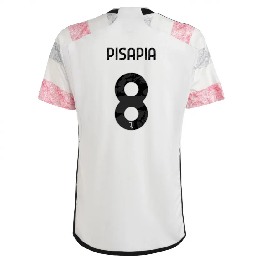 Danxen Niño Camiseta Luciano Pisapia #8 Blanco Rosa 2ª Equipación 2023/24 La Camisa