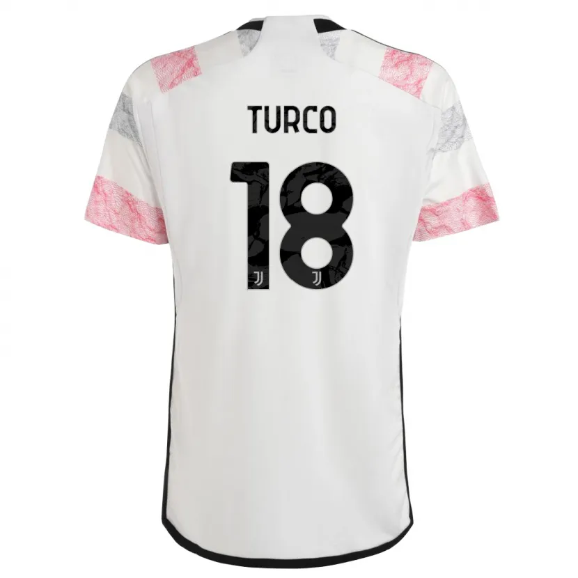 Danxen Niño Camiseta Nicolo Turco #18 Blanco Rosa 2ª Equipación 2023/24 La Camisa