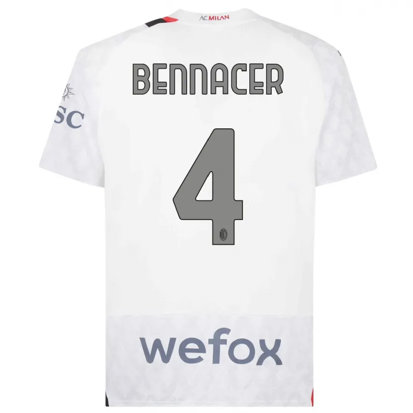 Danxen Niño Camiseta Ismaël Bennacer #4 Blanco 2ª Equipación 2023/24 La Camisa