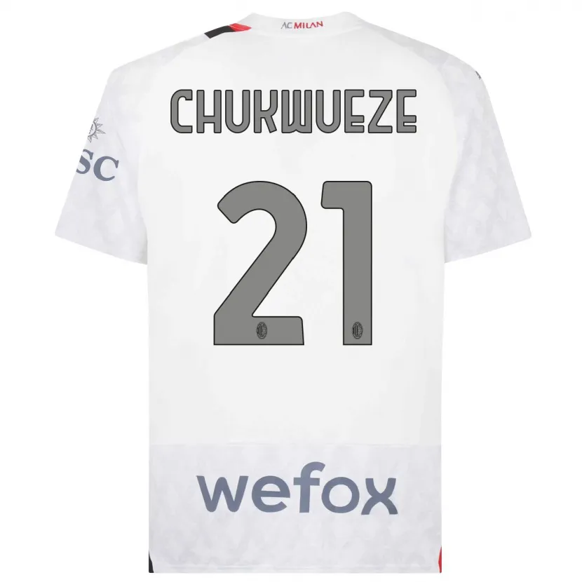 Danxen Niño Camiseta Samuel Chukwueze #21 Blanco 2ª Equipación 2023/24 La Camisa