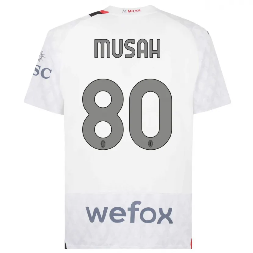 Danxen Niño Camiseta Yunus Musah #80 Blanco 2ª Equipación 2023/24 La Camisa