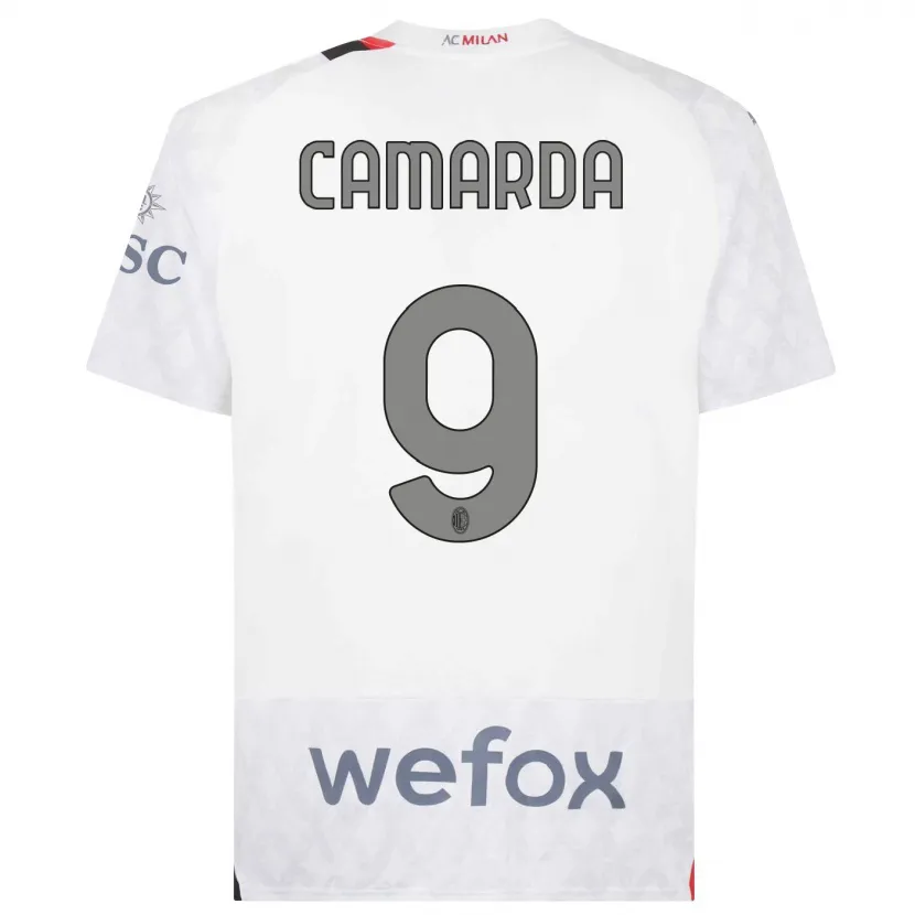 Danxen Niño Camiseta Francesco Camarda #9 Blanco 2ª Equipación 2023/24 La Camisa