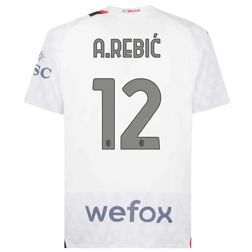 Danxen Niño Camiseta Ante Rebic #12 Blanco 2ª Equipación 2023/24 La Camisa