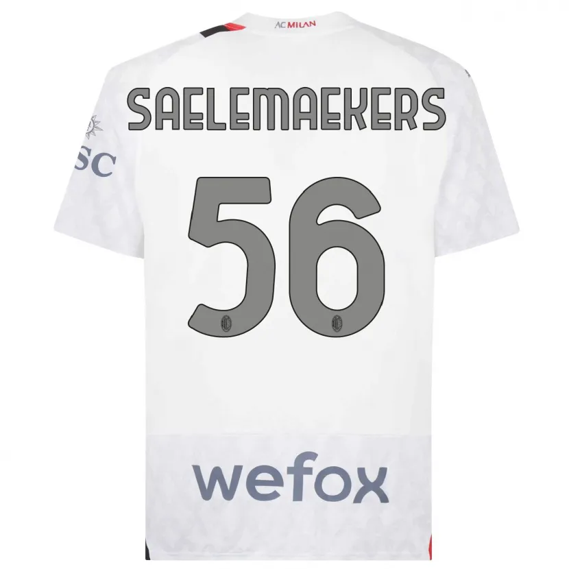 Danxen Niño Camiseta Alexis Saelemaekers #56 Blanco 2ª Equipación 2023/24 La Camisa