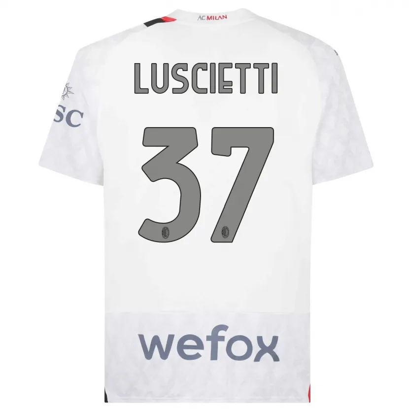 Danxen Niño Camiseta Abebe Luscietti #37 Blanco 2ª Equipación 2023/24 La Camisa