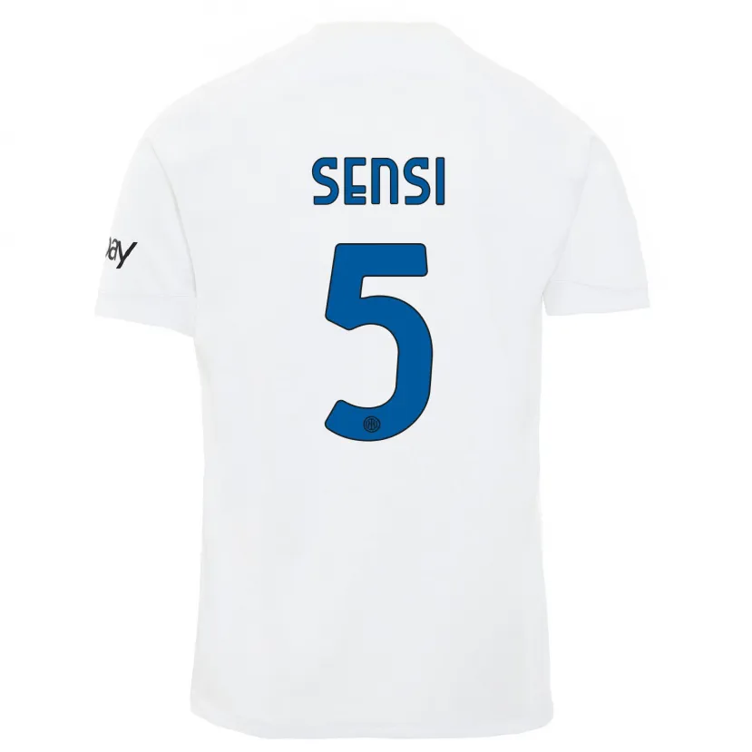 Danxen Niño Camiseta Stefano Sensi #5 Blanco 2ª Equipación 2023/24 La Camisa