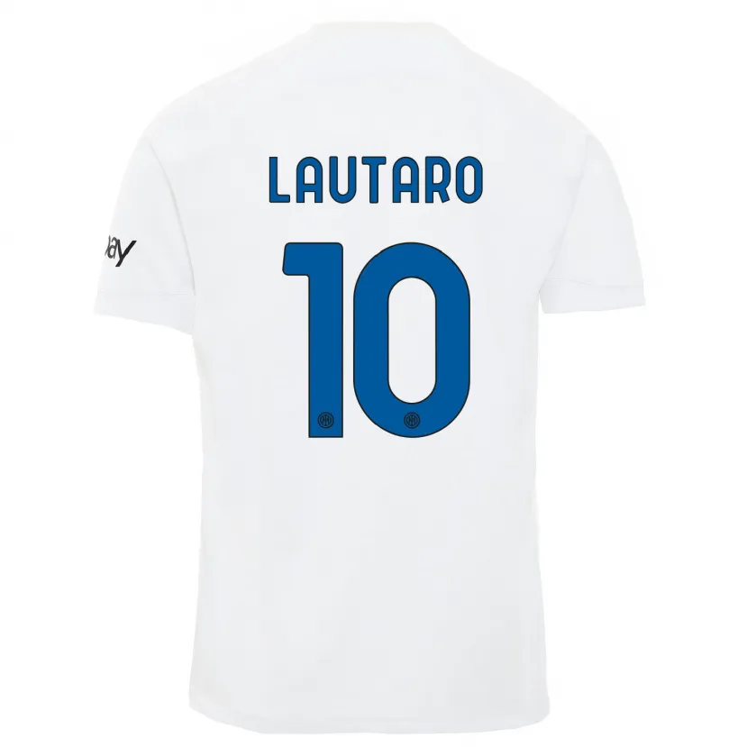 Danxen Niño Camiseta Lautaro Martínez #10 Blanco 2ª Equipación 2023/24 La Camisa