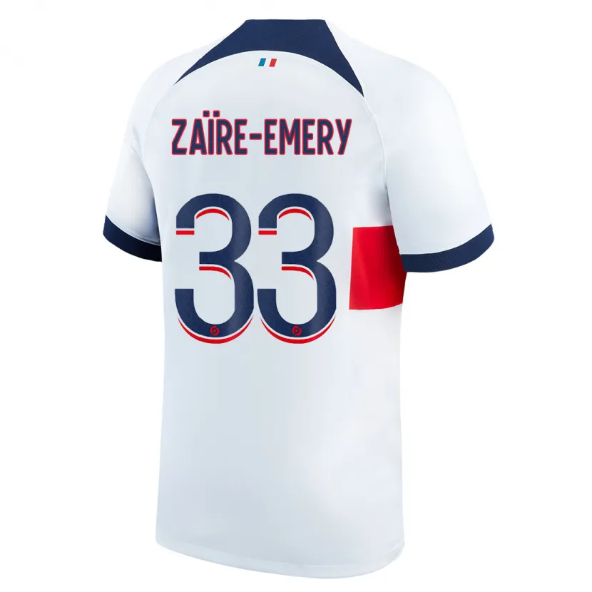 Danxen Niño Camiseta Warren Zaïre-Emery #33 Blanco 2ª Equipación 2023/24 La Camisa