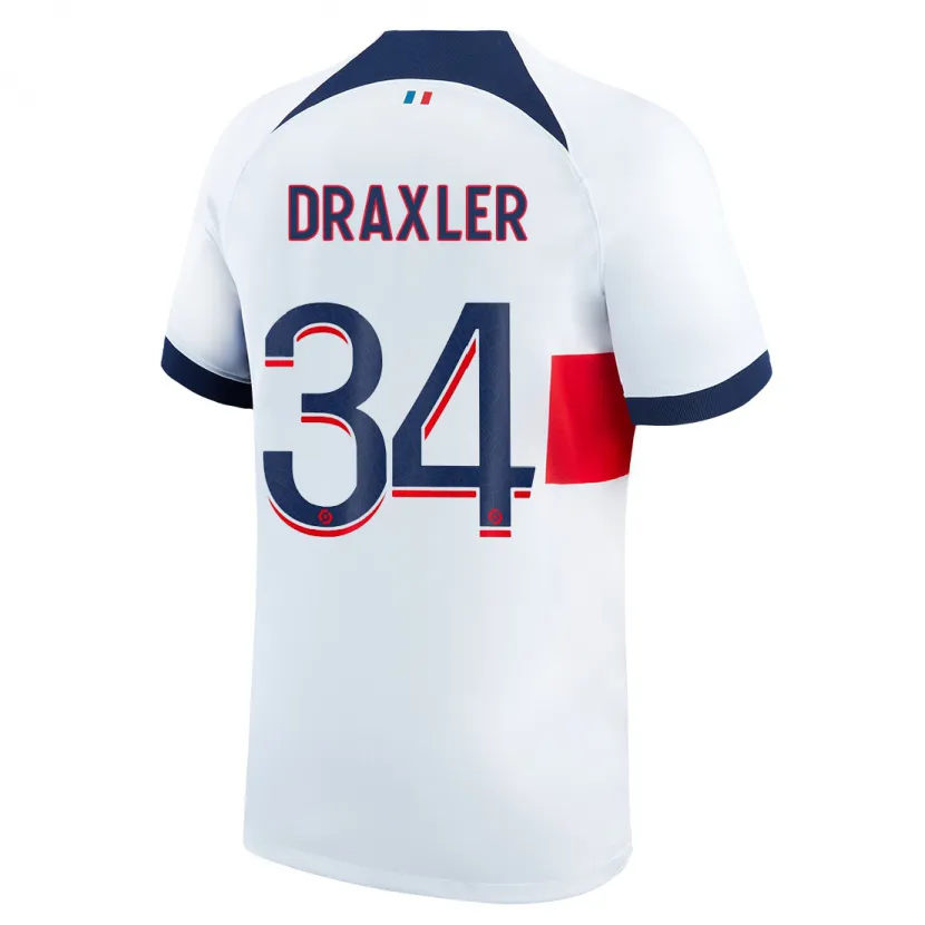 Danxen Niño Camiseta Julian Draxler #34 Blanco 2ª Equipación 2023/24 La Camisa