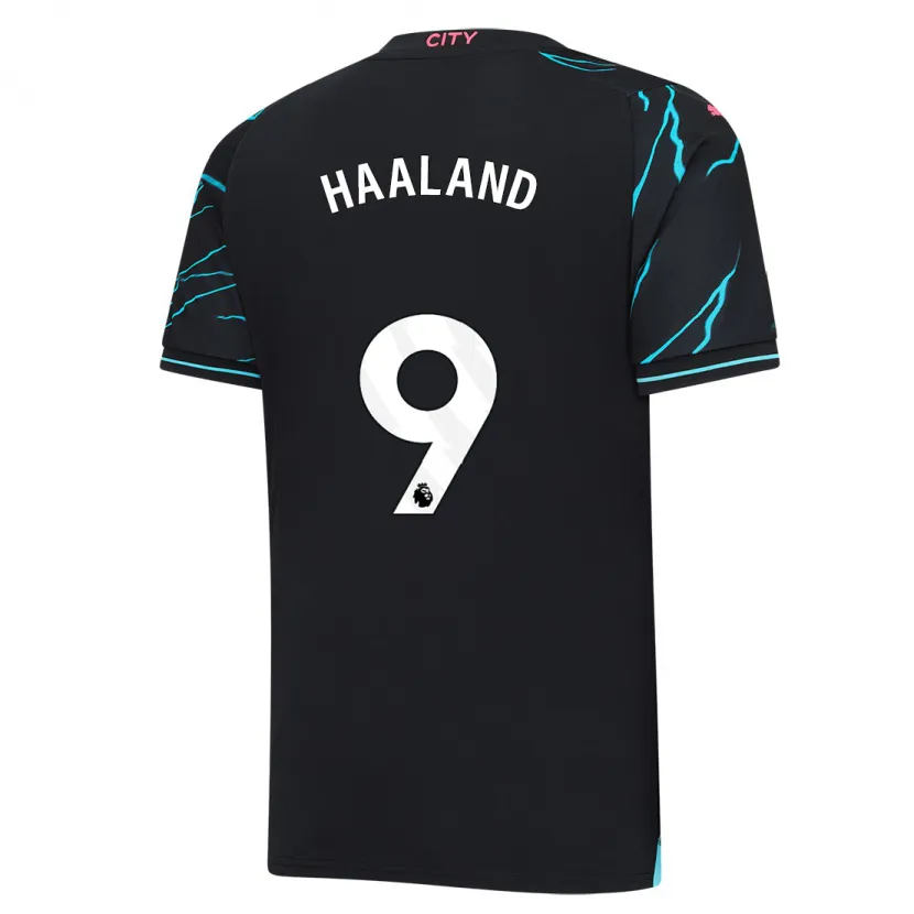 Danxen Niño Camiseta Erling Haaland #9 Azul Oscuro Equipación Tercera 2023/24 La Camisa