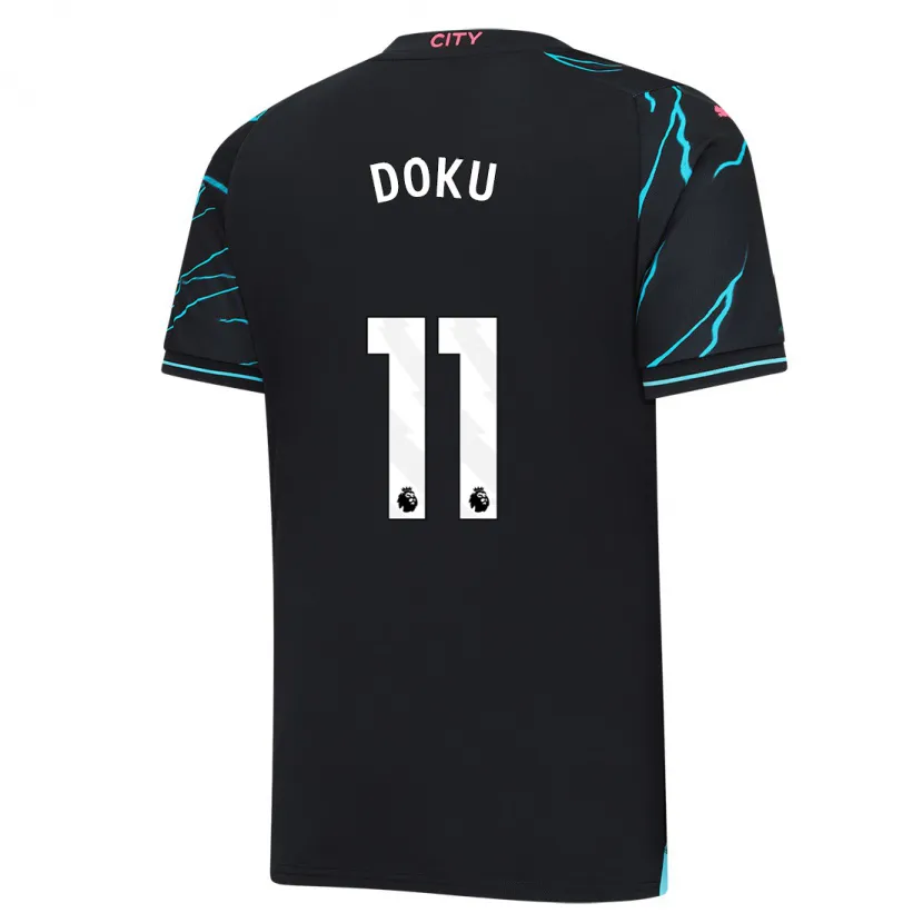 Danxen Niño Camiseta Jérémy Doku #11 Azul Oscuro Equipación Tercera 2023/24 La Camisa