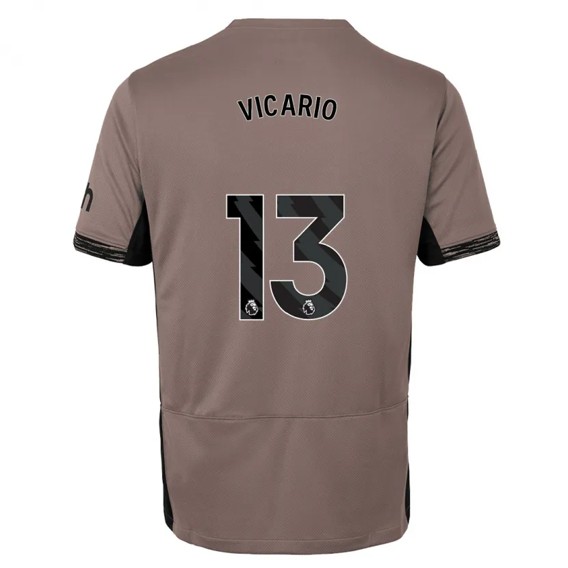 Danxen Niño Camiseta Guglielmo Vicario #13 Beige Obscuro Equipación Tercera 2023/24 La Camisa