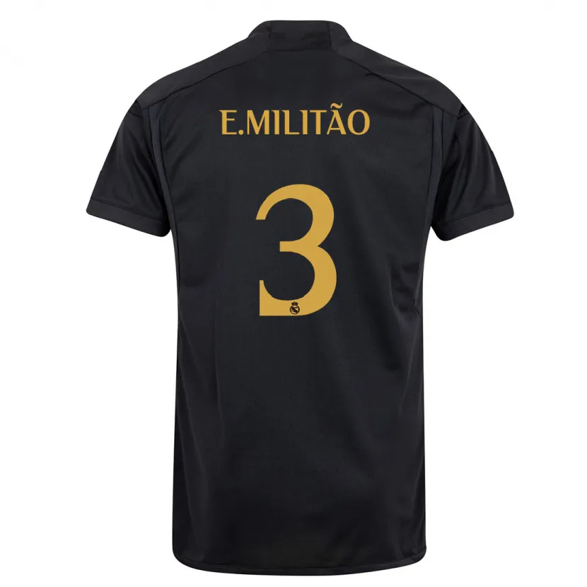 Danxen Niño Camiseta Éder Militão #3 Negro Equipación Tercera 2023/24 La Camisa