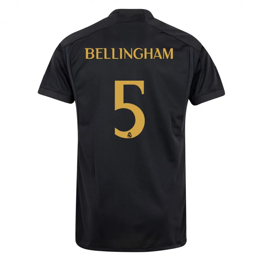 Danxen Niño Camiseta Jude Bellingham #5 Negro Equipación Tercera 2023/24 La Camisa