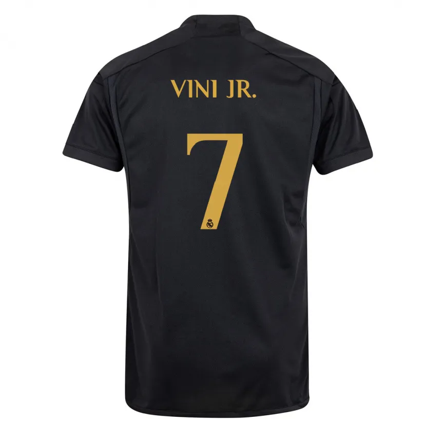 Danxen Niño Camiseta Vinicius Junior #7 Negro Equipación Tercera 2023/24 La Camisa