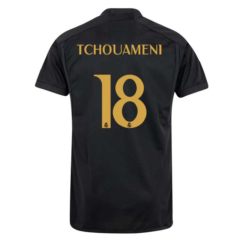 Danxen Niño Camiseta Aurélien Tchouaméni #18 Negro Equipación Tercera 2023/24 La Camisa