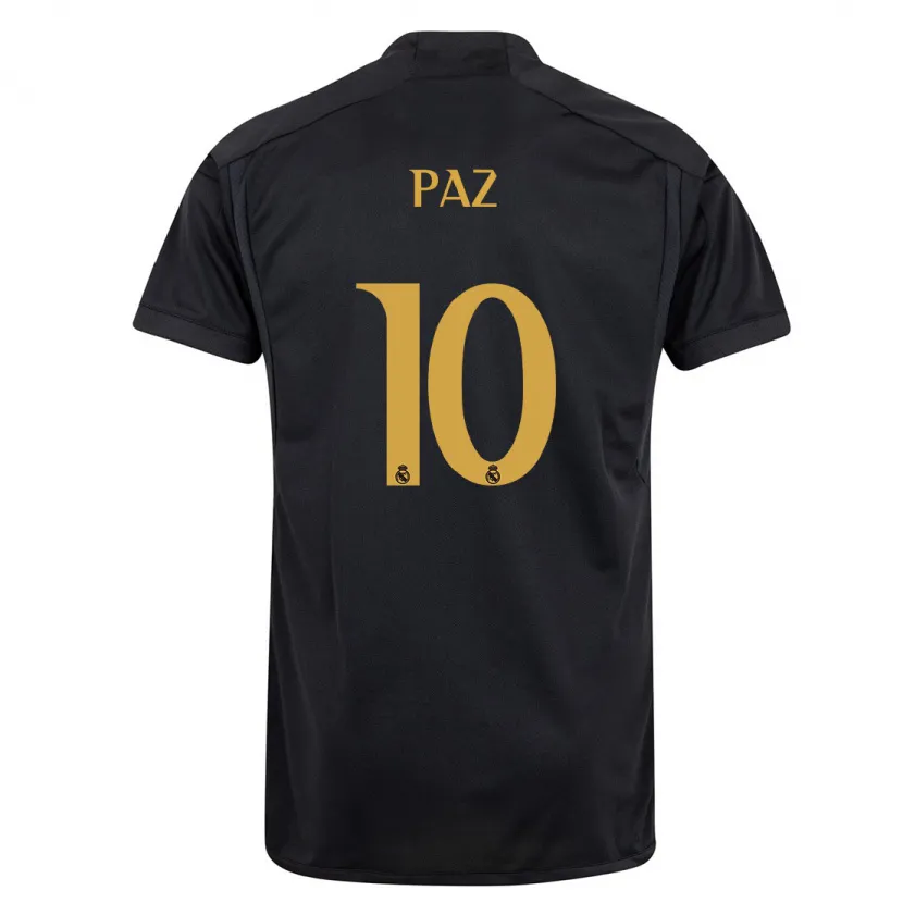 Danxen Niño Camiseta Nico Paz #10 Negro Equipación Tercera 2023/24 La Camisa