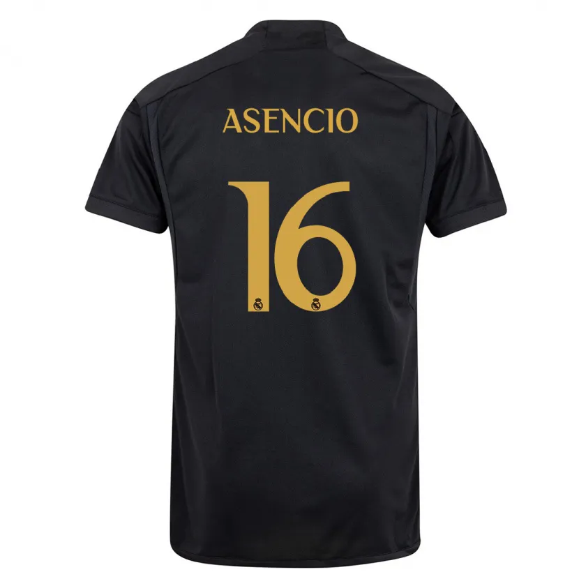 Danxen Niño Camiseta Raúl Asencio #16 Negro Equipación Tercera 2023/24 La Camisa