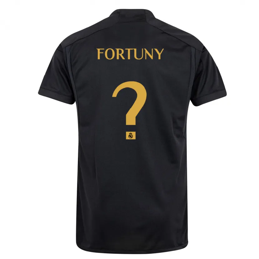 Danxen Niño Camiseta Pol Fortuny #0 Negro Equipación Tercera 2023/24 La Camisa