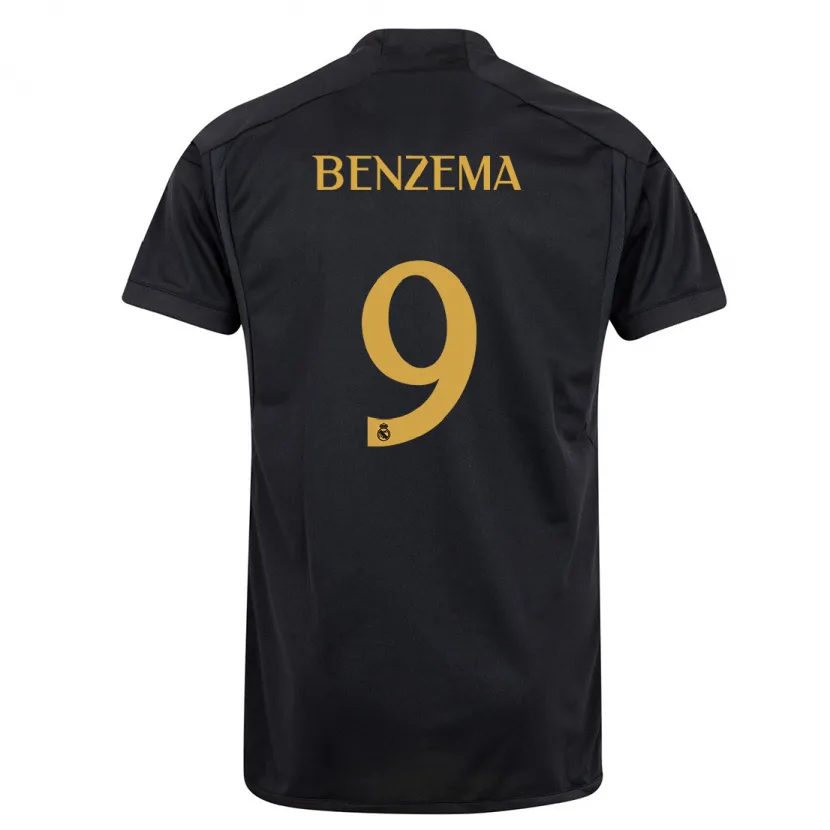 Danxen Niño Camiseta Karim Benzema #9 Negro Equipación Tercera 2023/24 La Camisa