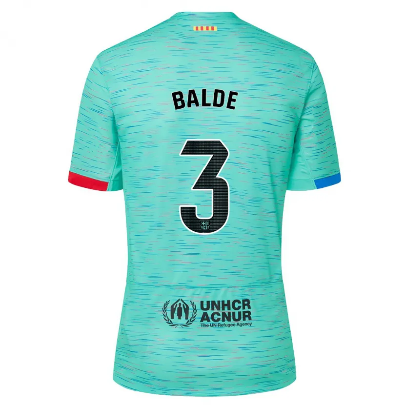 Danxen Niño Camiseta Alejandro Balde #3 Aguamarina Clara Equipación Tercera 2023/24 La Camisa