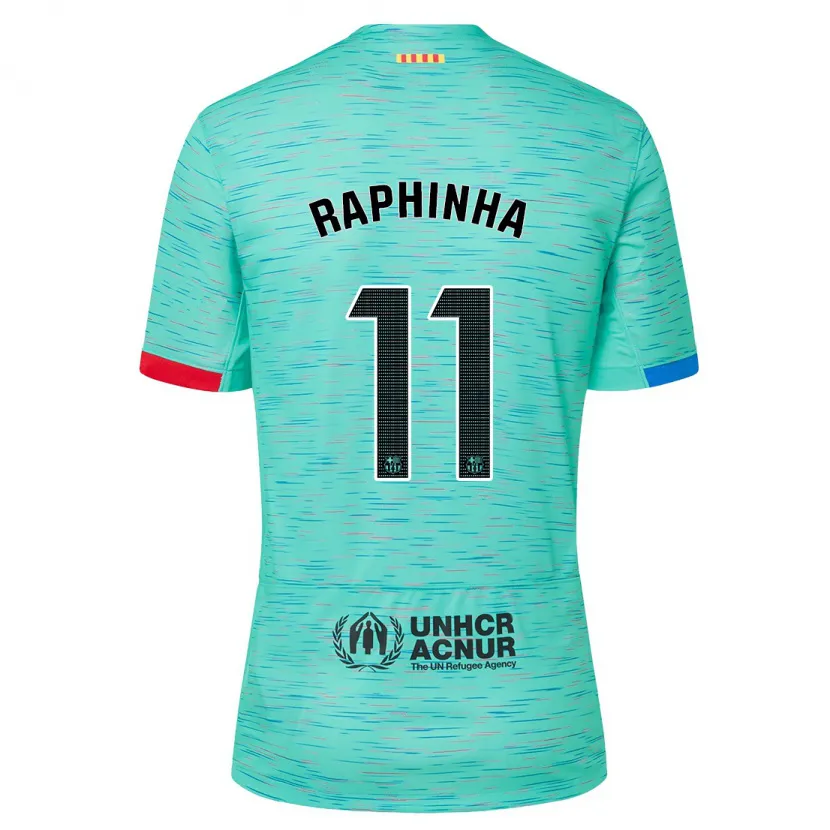 Danxen Niño Camiseta Raphinha #11 Aguamarina Clara Equipación Tercera 2023/24 La Camisa