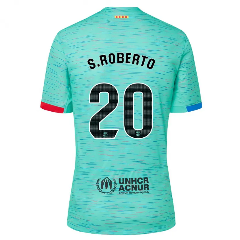 Danxen Niño Camiseta Sergi Roberto #20 Aguamarina Clara Equipación Tercera 2023/24 La Camisa