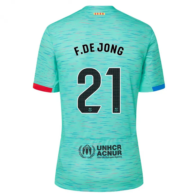 Danxen Niño Camiseta Frenkie De Jong #21 Aguamarina Clara Equipación Tercera 2023/24 La Camisa