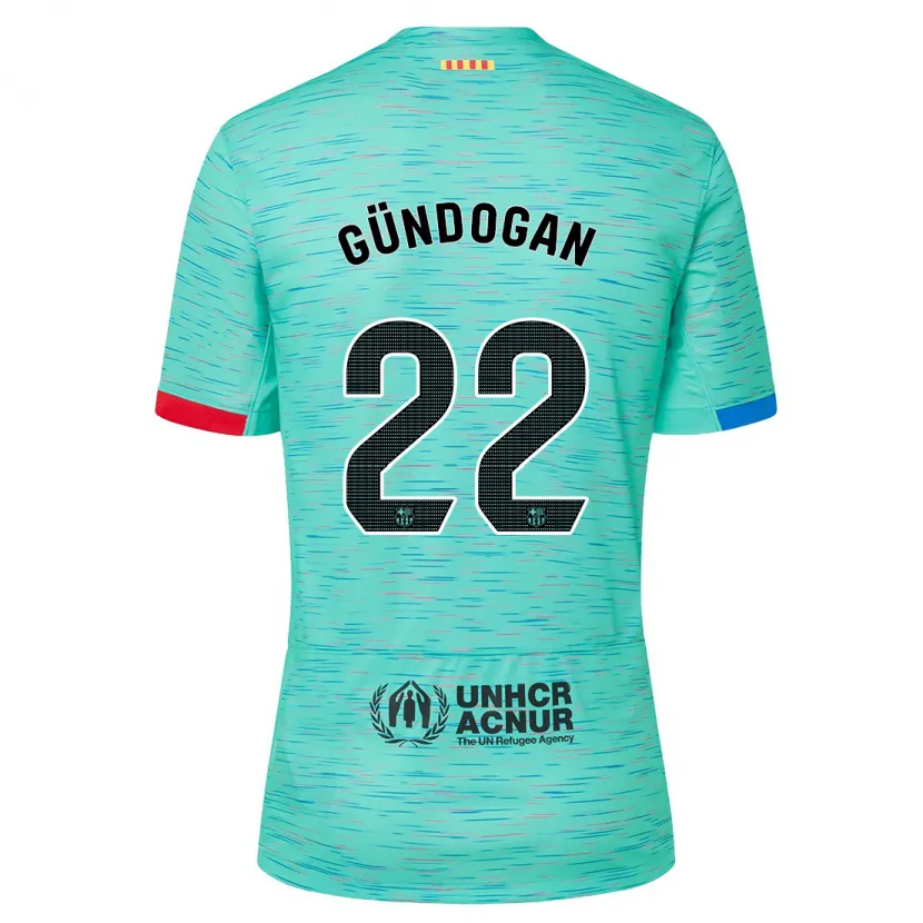 Danxen Niño Camiseta Ilkay Gündogan #22 Aguamarina Clara Equipación Tercera 2023/24 La Camisa