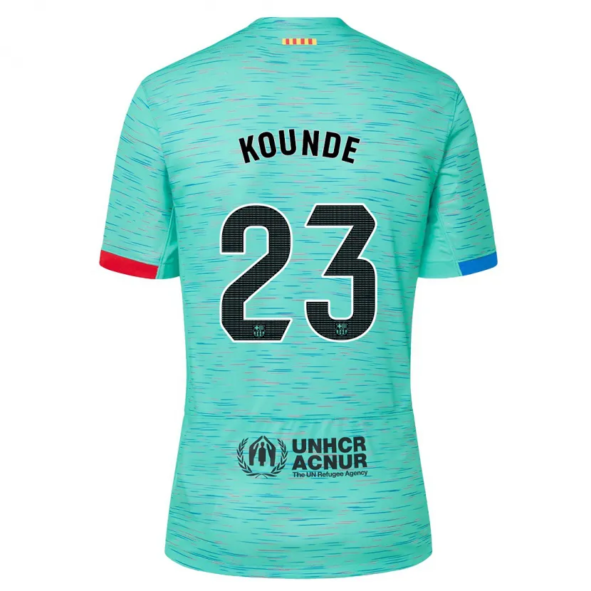 Danxen Niño Camiseta Jules Koundé #23 Aguamarina Clara Equipación Tercera 2023/24 La Camisa