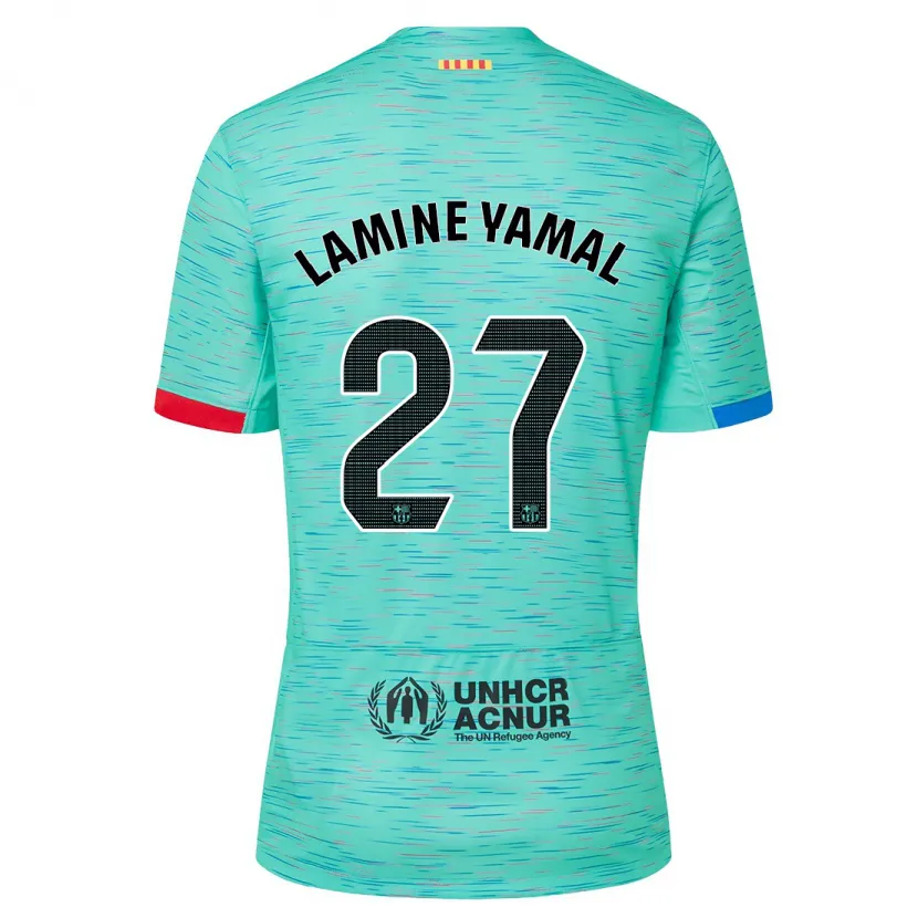 Danxen Niño Camiseta Lamine Yamal #27 Aguamarina Clara Equipación Tercera 2023/24 La Camisa