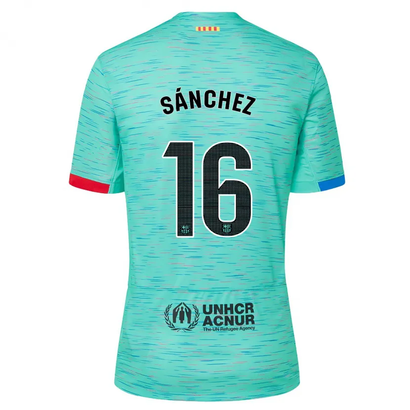 Danxen Niño Camiseta Edu Sánchez #16 Aguamarina Clara Equipación Tercera 2023/24 La Camisa