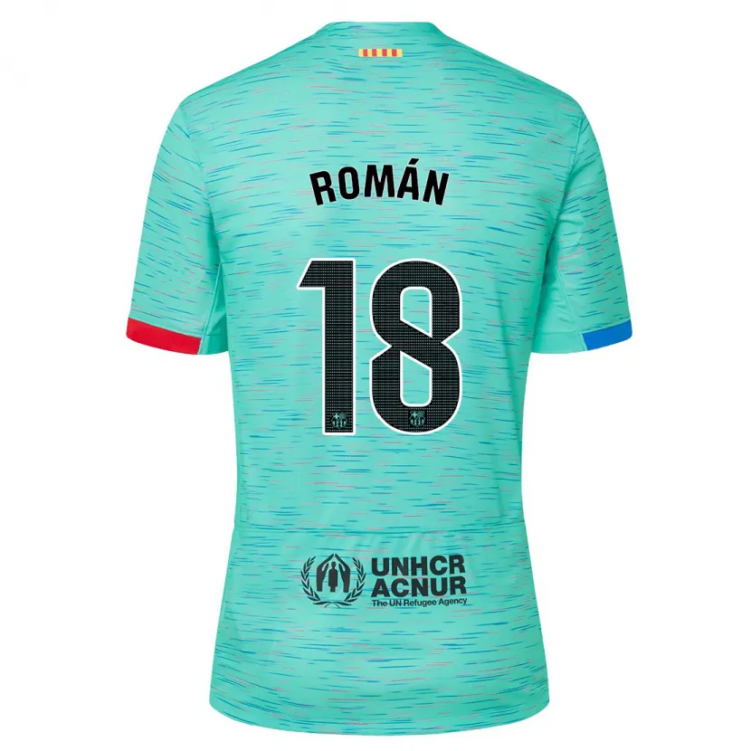 Danxen Niño Camiseta Pocho Román #18 Aguamarina Clara Equipación Tercera 2023/24 La Camisa