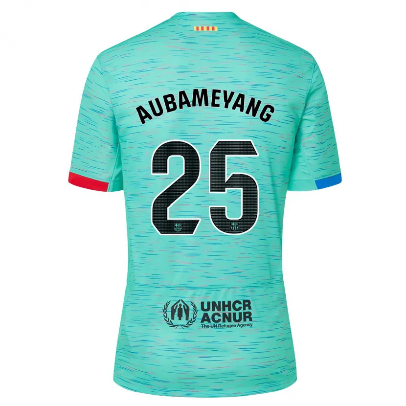 Danxen Niño Camiseta Pierre Emerick Aubameyang #25 Aguamarina Clara Equipación Tercera 2023/24 La Camisa