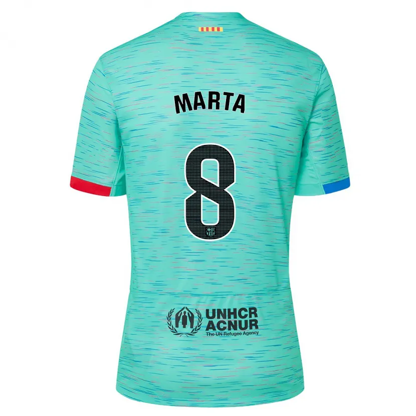 Danxen Niño Camiseta Marta Torrejon #8 Aguamarina Clara Equipación Tercera 2023/24 La Camisa